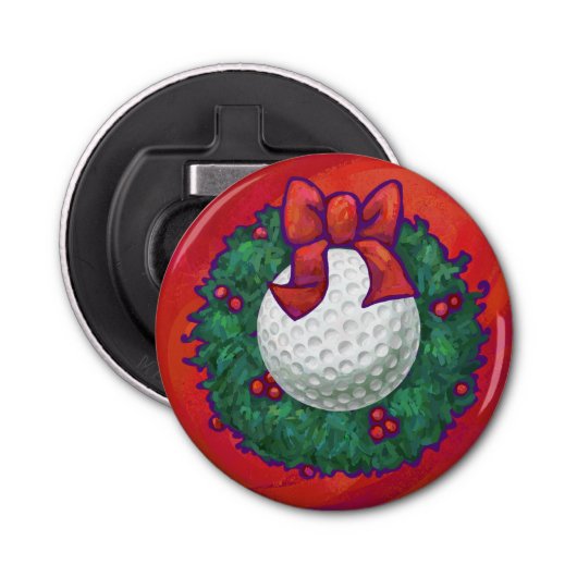 ゴルフボールクリスマスリースオンレッド 栓抜き (正面)