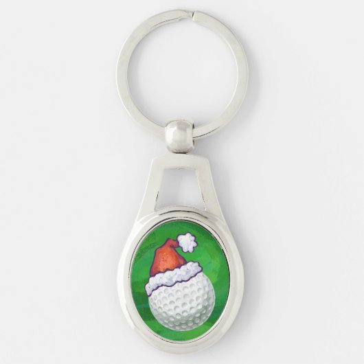ゴルフボールクリスマス帽子 キーホルダー (正面)