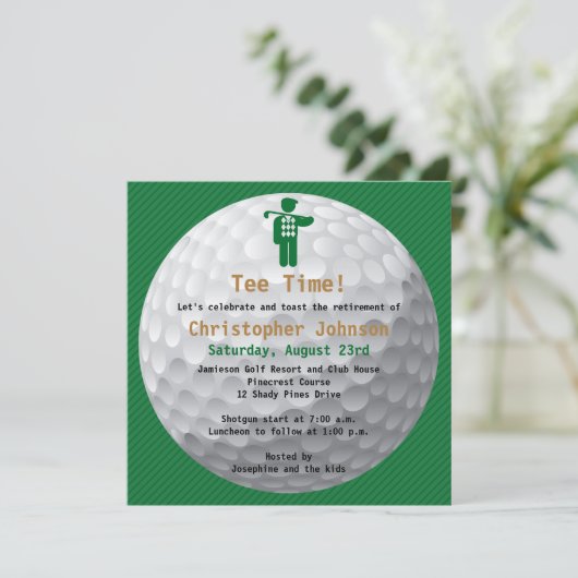 ゴルフボールグリーンゴルフリタイアメントパーティの招待状 招待状 (スタンド正面)