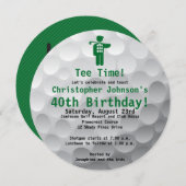 ゴルフボールグリーンゴルフ40歳誕生日パーティの招待状 招待状 (正面/裏面)