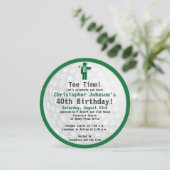 ゴルフボールグリーンブラックゴルフバースデーパーティーの招待 招待状 (スタンド正面)