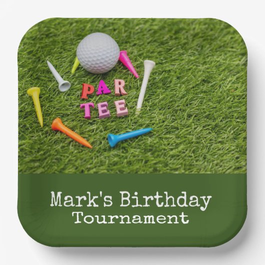 ゴルフボールグリーン付きゴルフパルティー ペーパープレート (正面)