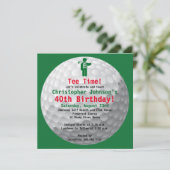 ゴルフボールグリーン金ゴールドゴルフバースデーパーティーの招待 招待状 (スタンド正面)