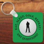 ゴルフボールゴルファークラシックのシルエットグリーンブラック キーホルダー (正面)