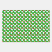 ゴルフボールサンタズハット&スノーフレークカラフル ラッピングペーパーシート (正面3)