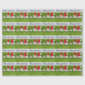 ゴルフボールサンタハットとゴルフメリークリスマス ラッピングペーパー (フラット)