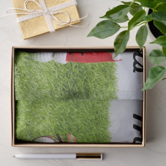 ゴルフボールサンタハットとゴルフメリークリスマス 薄葉紙 (ギフト)