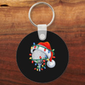 ゴルフボールサンタハットクリスマスおもしろいクリスマスボーイズ男性 キーホルダー (正面)