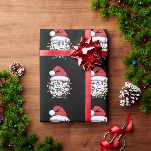 ゴルフボールサンタハットクリスマスゴルフクリスマスライト ラッピングペーパー (クリスマスギフト)