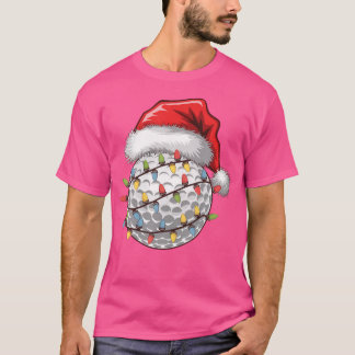 ゴルフボールサンタハットクリスマスツリーライトゴルフ Tシャツ