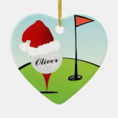 ゴルフボールサンタハットクリスマス セラミックオーナメント (正面)