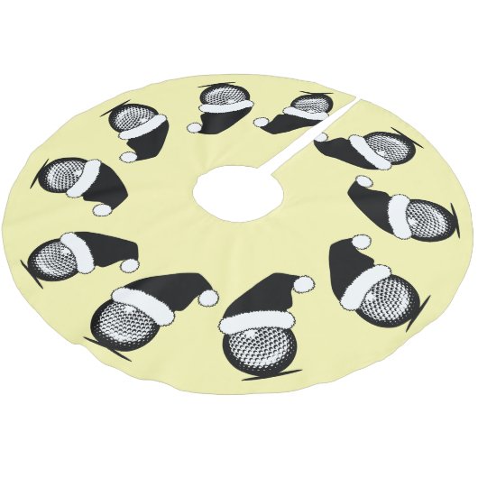 ゴルフボールサンタハットクリスマス ブラッシュドポリエステルツリースカート (アングル)