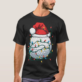 ゴルフボールサンタハットメンズウィメンズクリスマスゴルフ Tシャツ
