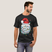 ゴルフボールサンタハットメンズウィメンズクリスマスゴルフ Tシャツ (正面フル)