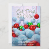 ゴルフボールシャイニーオーナメントホリデーパーティー 招待状 (正面)