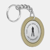 ゴルフボールスポーツゴルファーモダンモノグラム金ゴールドブラック キーホルダー (正面左)