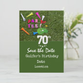ゴルフボールティーカート付きゴルフ70thバースデーパーティー 招待状 (スタンド正面)