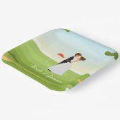 ゴルフボールティーズパ付きゴルフ結婚新郎新婦 ペーパープレート (傾斜あり)