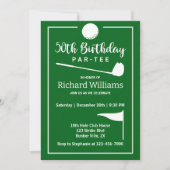 ゴルフボールティーモダンフラッグ50誕生日 招待状 (正面)