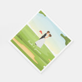 ゴルフボールティー付きゴルフの新郎新婦結婚。 スタンダードランチョンナプキン (角)