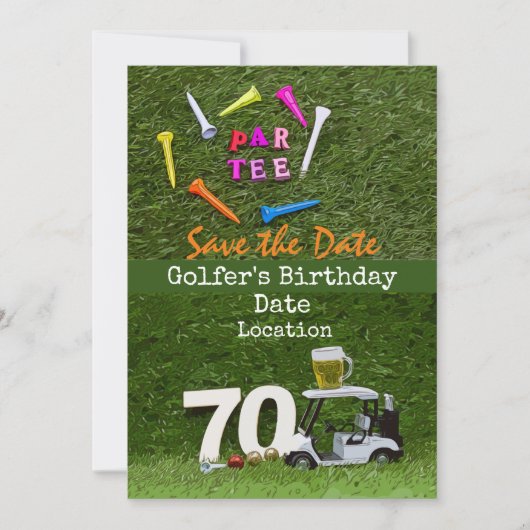 ゴルフボールティー付きゴルフ70thバースデーパーティー 招待状 (正面)