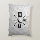 ゴルフボールテクスチャー&クラブイニシャルモノグラム アクセントクッション (裏面(縦))