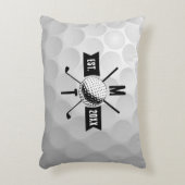 ゴルフボールテクスチャー&クラブイニシャルモノグラム アクセントクッション (正面(垂直))