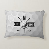 ゴルフボールテクスチャー&クラブイニシャルモノグラム アクセントクッション (裏面)