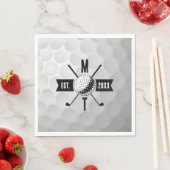 ゴルフボールテクスチャー&クラブイニシャルモノグラム スタンダードランチョンナプキン (インサイチュ)