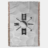 ゴルフボールテクスチャー&クラブイニシャルモノグラム スローブランケット (正面縦)