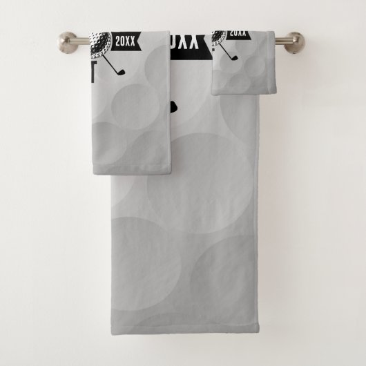 ゴルフボールテクスチャー&クラブイニシャルモノグラム バスタオルセット (インサイチュ)