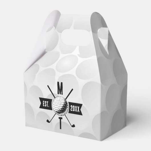 ゴルフボールテクスチャー&クラブイニシャルモノグラム フェイバーボックス (正面サイド)