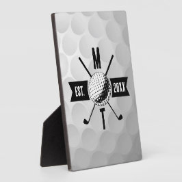 ゴルフボールテクスチャー&クラブイニシャルモノグラム フォトプラーク