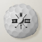 ゴルフボールテクスチャー&クラブイニシャルモノグラム ラウンドクッション (裏面)