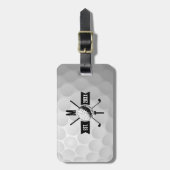 ゴルフボールテクスチャー&クラブイニシャルモノグラム ラゲッジタグ (正面縦)