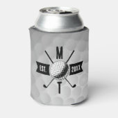 ゴルフボールテクスチャー&クラブイニシャルモノグラム 缶クーラー (缶裏面)
