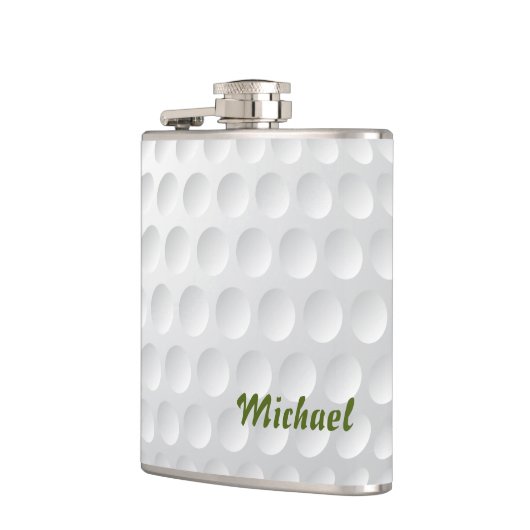 ゴルフボールテクスチャ。グリーングラス。ゴルファーのために。おもしろい フラスク (左)