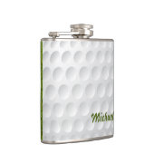 ゴルフボールテクスチャ。グリーングラス。ゴルファーのために。おもしろい フラスク (右)