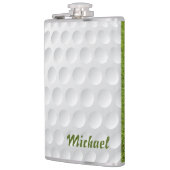 ゴルフボールテクスチャ。ゴルファーのために。グリーングラス。おもしろい フラスク (左)