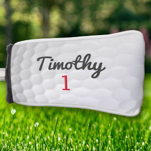 ゴルフボールディンプル – 黒名赤い数字 ゴルフヘッドカバー