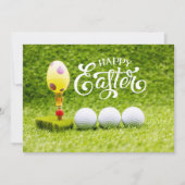 ゴルフボールハッピーイースター、復活卵付き、緑のホー シーズンカード (正面)