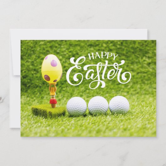 ゴルフボールハッピーイースター、復活卵付き、緑のホー シーズンカード (正面)