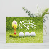 ゴルフボールハッピーイースター、復活卵付き、緑のホー シーズンカード (スタンド正面)