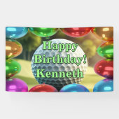 ゴルフボールハッピーバースデーカスタムビニル 横断幕 (横)