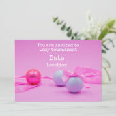 ゴルフボールピンクのリボン付きゴルフレディートーナメント 招待状 (スタンド正面)