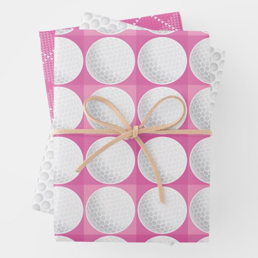 ゴルフボールピンクレディ名門私立校風のズゴルフプレイドおもしろい ラッピングペーパーシート (インサイチュ)