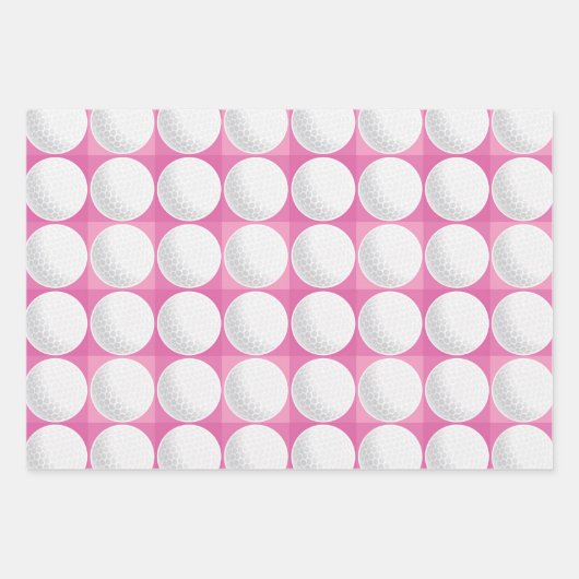 ゴルフボールピンクレディ名門私立校風のズゴルフプレイドおもしろい ラッピングペーパーシート (正面)
