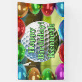 ゴルフボールフラグハッピーバースデーカスタムビニル 横断幕 (縦)