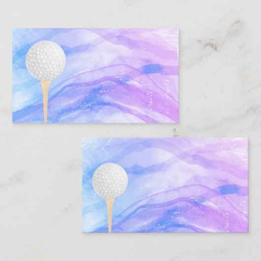 ゴルフボールブルー及びパープル水彩デザイン 名刺 (正面/裏面)