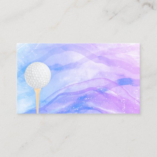 ゴルフボールブルー及びパープル水彩デザイン 名刺 (裏面)